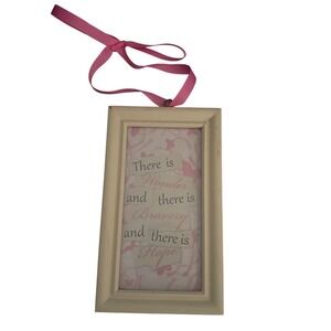 Susan Winget Framed Wall Art Shabby Chic Pink Cream Inspirational Quote 4x8‎